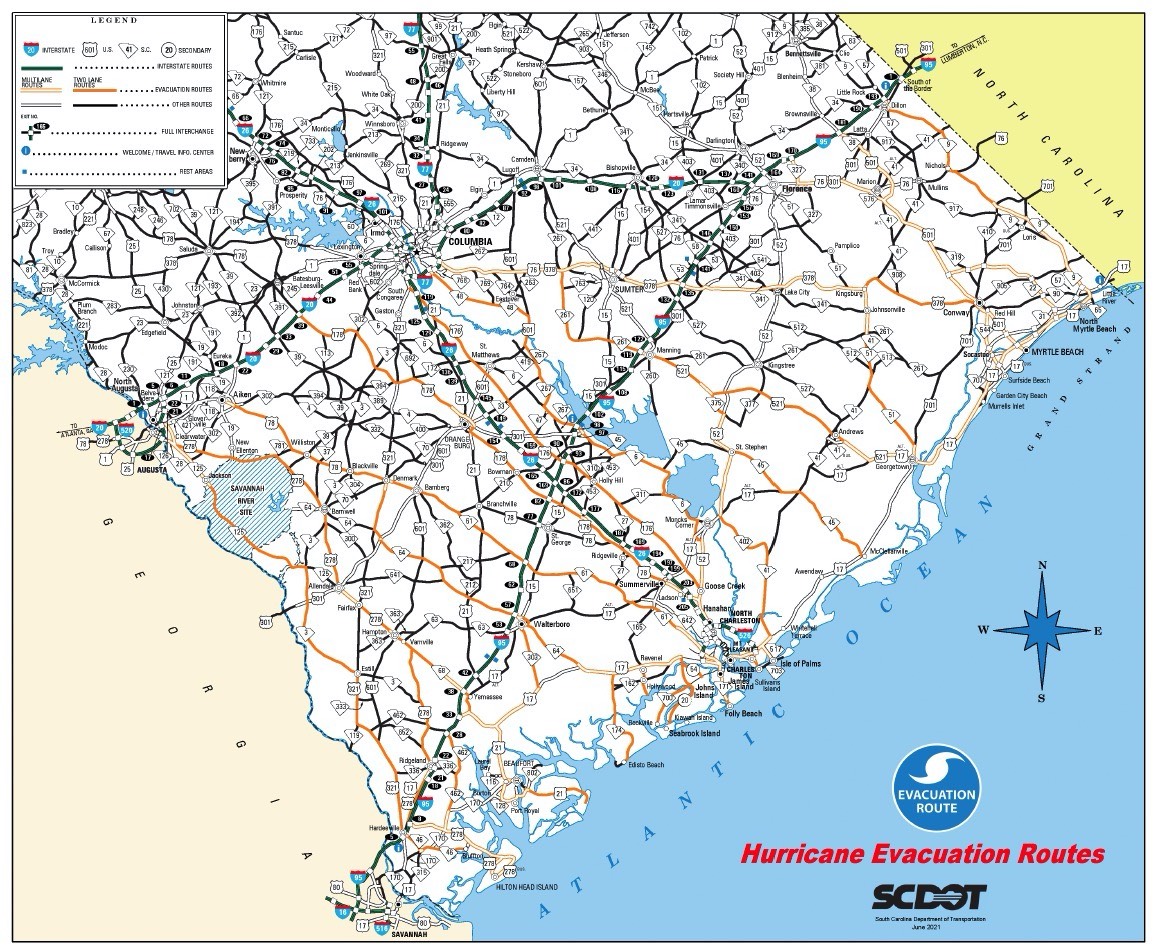SCDOT Evacuation Route Map